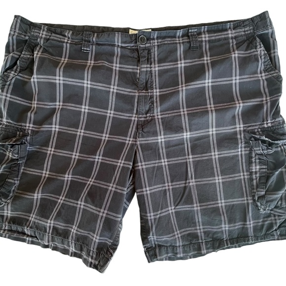 True Nation mens cargo plaid 100% cotton fabric 6‎ pockets lightweight shorts 4X - Picture 1 of 8